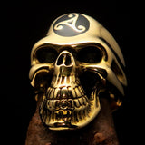 Excellent crafted Men's Celtic Triskelia Black Triad Skull Ring - solid Brass - BikeRing4u
