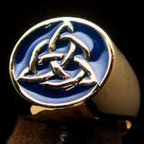 Nicely crafted Men's Triquetra Ring Celtic Triskelion Knot Blue - Solid Brass - BikeRing4u
