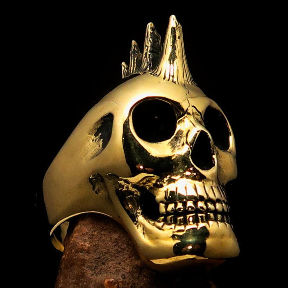Excellent crafted Men's Punk Skull Ring Mohawk - Solid Brass - BikeRing4u