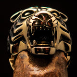 Excellent crafted Men's Animal Ring Male Tiger Antiqued - Brass - BikeRing4u