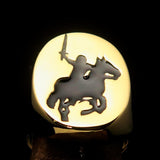 Excellent crafted Men's Black Riding Knight Ring - Solid Brass - BikeRing4u