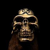 Excellent crafted Men's Gamer Ring Black Biohazard Skull - Solid Brass - BikeRing4u