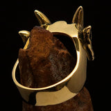 Excellent crafted Men's horned Devil Ring - Antiqued Brass - BikeRing4u