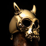 Excellent crafted Men's Biker Ring horned Devil Skull - Solid brass - BikeRing4u