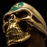Excellent crafted Men's Celtic Triskelia green Triad Skull Ring - solid Brass - BikeRing4u