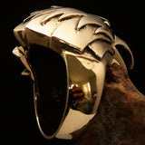 Excellent crafted Men's Falcon Hawk Head Ring - antiqued Brass - BikeRing4u
