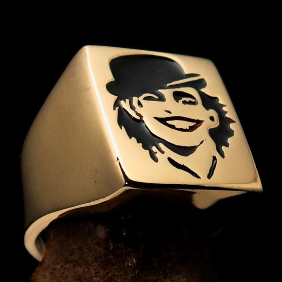 Excellent crafted Men's Joker Ring Black Harlequin - Solid Brass - BikeRing4u