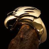 Excellent crafted Men's Falcon Hawk Head Ring - antiqued Brass - BikeRing4u