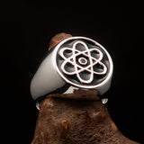 Perfectly crafted Men's Teacher Ring Atom Symbol Black - Sterling Silver - BikeRing4u