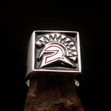Nicely crafted Men's Ring Black Greek Warrior - Sterling Silver - BikeRing4u