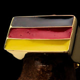 Excellent crafted rectangle shaped Men's German Flag Ring - solid Brass - BikeRing4u