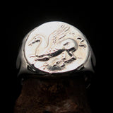 Men's Sterling Silver ancient Corinthian Pegasus Coin Ring Greek Goddess Athena - BikeRing4u