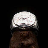 Men's Sterling Silver ancient Roman Coin Men's Elephant Ring Antonius Pius - BikeRing4u