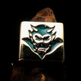 Perfectly crafted Men's Blue Devil Ring  - Solid Brass - BikeRing4u