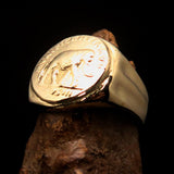 Men's ancient Roman Coin Men's Elephant Ring Antonius Pius - solid Brass - BikeRing4u