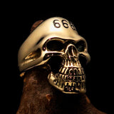 Excellent crafted Men's Devil Skull Ring black 666 on Forehead - Solid Brass - BikeRing4u
