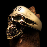 Excellent crafted Men's Devil Skull Ring black 666 on Forehead - Solid Brass - BikeRing4u