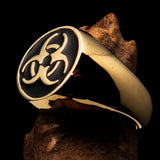 Nicely crafted Men's Bio Hazard Ring black Toxic Waste Symbol - Solid Brass - BikeRing4u