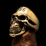 Excellent crafted Men's Devil Skull Ring 666 on Forehead - Solid Brass - BikeRing4u
