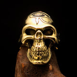 Excellent crafted Men's Skull Ring Black Eye of Ra - Solid Brass - BikeRing4u