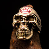 Excellent crafted Men's Masonic Ring red Archer Skull - Solid Brass - BikeRing4u