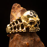 Excellent crafted Men's Skull and Bones Ring black Number 13 - Brass - BikeRing4u