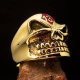 Excellent Crafted Men's red Number 13 Gnome Skull Ring - solid Brass - BikeRing4u