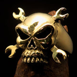 Excellent crafted Men's Mechanic Ring Wrench Skull - Solid Brass - BikeRing4u