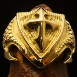 Nicely crafted Men's Knight Costume Brass Ring Templar Cross - BikeRing4u