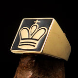 Perfectly crafted Men's Chess Player Ring Black King's Crown - Solid Brass - BikeRing4u