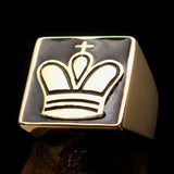 Perfectly crafted Men's Chess Player Ring Black King's Crown - Solid Brass - BikeRing4u