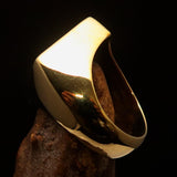 Men's Brass Biker Ring Diamond shaped 1% Percent Outlaw Symbol Black - BikeRing4u