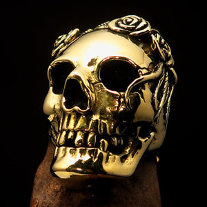Excellent crafted Lady's Biker Granny Skull Ring - solid Brass - BikeRing4u