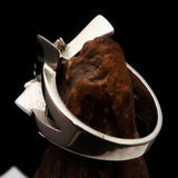 Excellent crafted Men's Sterling Silver Ring Goat Head Pentagram - BikeRing4u