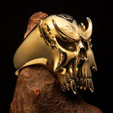 Excellent crafted Men's Vampire Skull Ring Black Diamond 13 - Solid Brass - BikeRing4u