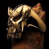 Excellent crafted Men's Vampire Skull Ring Black Diamond 13 - Solid Brass - BikeRing4u