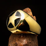 Excellent crafted Men's US Marshall Ring black Star - Solid Brass - BikeRing4u