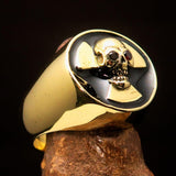 Excellent crafted Men's black Radioactive Skull Ring red CZ Eyes - Solid Brass - BikeRing4u
