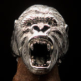 Excellent crafted Men's Ape Ring Roaring Gorilla - Sterling Silver 925 - BikeRing4u