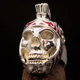 Excellent crafted Men's Skull Biker Ring red Roman Centurion - Sterling Silver - BikeRing4u