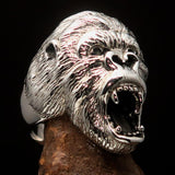 Excellent crafted Men's Ape Ring Roaring Gorilla - Sterling Silver 925 - BikeRing4u