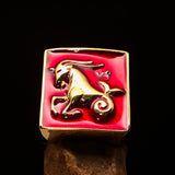 Brass Men's Zodiac Ring Capricorn in Red - BikeRing4u
