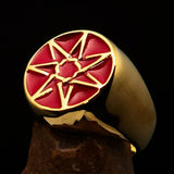 Excellent crafted Men's Heptagon Ring Red seven sided Polygon - Solid Brass - BikeRing4u