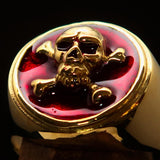 Nicely crafted Men's Pirate Ring Jolly Roger crossed Bones Skull Red - BikeRing4u