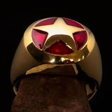 Excellent crafted Men's US Marshall Ring red Star - Solid Brass - BikeRing4u