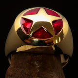 Excellent crafted Men's US Marshall Ring red Star - Solid Brass - BikeRing4u