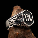 Excellent crafted Men's Black Outlaw Biker Ring 1% - Sterling Silver - BikeRing4u