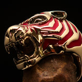 Excellent crafted Men's Animal Ring Male Tiger Red - Brass - BikeRing4u