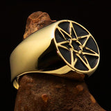 Excellent crafted Men's Heptagon Ring Black seven sided Polygon - Solid Brass - BikeRing4u