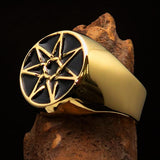 Excellent crafted Men's Heptagon Ring Black seven sided Polygon - Solid Brass - BikeRing4u